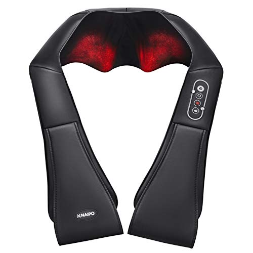 Naipo Massaggiatore per Collo e Spalle Shiatsu Elettrico Massaggi per Cervicale, Schiena con Profondo Massaggio Impastante e Funzione di Riscaldamento per Uso...