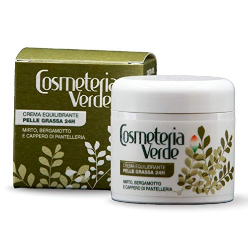 Crema Equilibrante Pelle Grassa 24H | Cosmeteria Verde | Riduce visibilmente Pelle Grassa, Mista o con Impurità | Normalizza produzione Sebo, Riduce Rossori,...