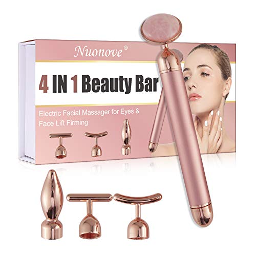 Beauty Bar 4 IN 1, Massaggiatore per il Viso, Rullo di Giada, Jade Roller, Kit Rullo di Bellezza per Viso, Massaggiatore Portatile Multifunzione Antirughe Può...