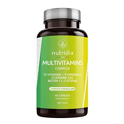 Multivitamine e Minerali - Complesso Multivitaminico Vegano con 29 Nutrienti Essenziali con 13 Vitamine e 9 Minerali - Energia, Fatica e Difese per Uomini e Donne -...