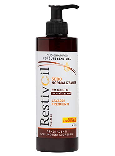 RestivOil Fisiologico Shampoo Nutriente per Capelli, Olio Fisiologico con Azione Idratante Protettiva e Riparatrice, per Capelli da Normali a Grassi, 400 ml