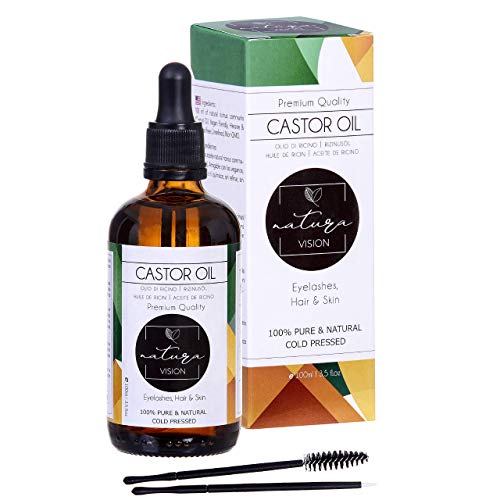Olio di Ricino 100ml, Bottiglia di vetro, 100% Puro Spremuto a Freddo, Stimola la Crescita dei Capelli, Ciglia e Sopracciglia, Rinforza le unghie. Un ottimo rimedio...
