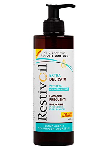 RestivOil Extra Delicato Shampoo Idratante per Capelli da Normali a Delicati, Olio Shampoo con Aroma di Fiori Bianchi, Suggerito per Lavaggi Frequenti, 400 ml