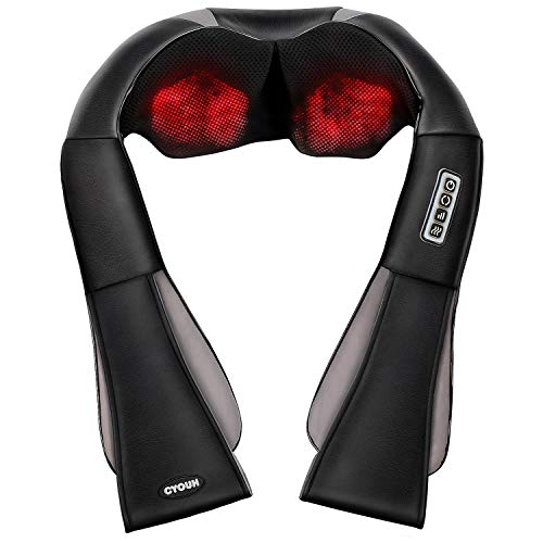 Massaggiatore Cervicale, CYOUH Massaggiatore da Collo e Spalle 3D Massaggiatore Elettrico Shiatsu con Funzione Calore e 3 Intensità Regolabili per Collo, Schiena,...