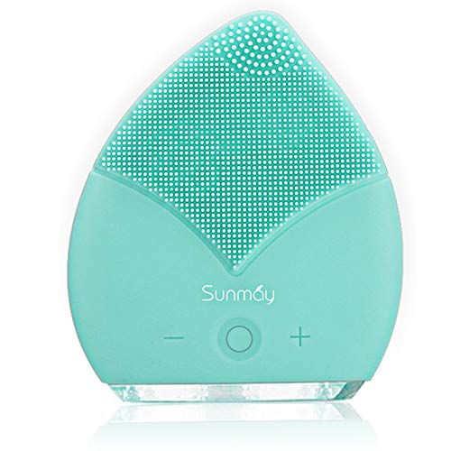 【Sunmay Leaf】SUNMAY Spazzola Viso Pulizia Silicone, Massaggiatore Elettrico del viso Impermeabile Detergente viso e Esfoliante, Ricaricabile con vibrazioni...