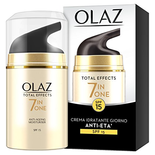 Olaz Total Effects Crema Viso Idratante Giorno Antirughe, 7 Benefici in 1, Protezione Solare SPF15, Ottima come Base Trucco, con Niacinamide, Vitamina C, Vitamina E...