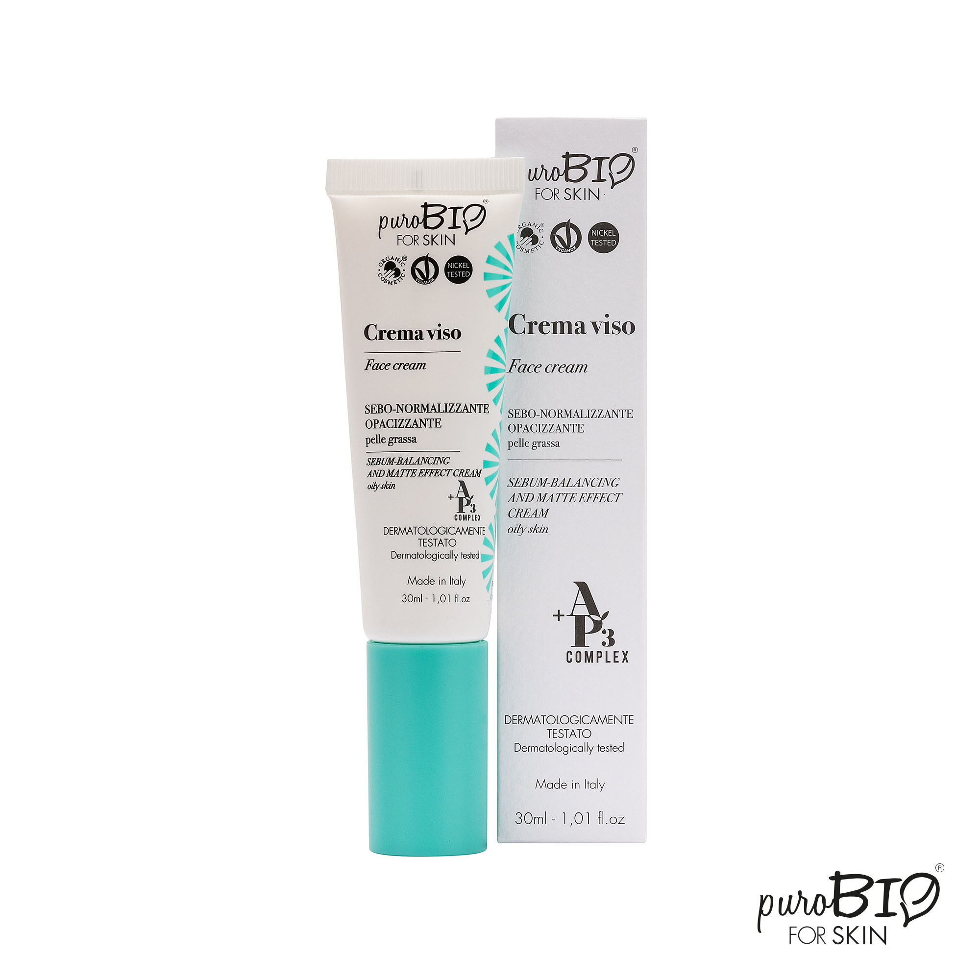 Crema viso sebo-normalizzante Purobio For Skin